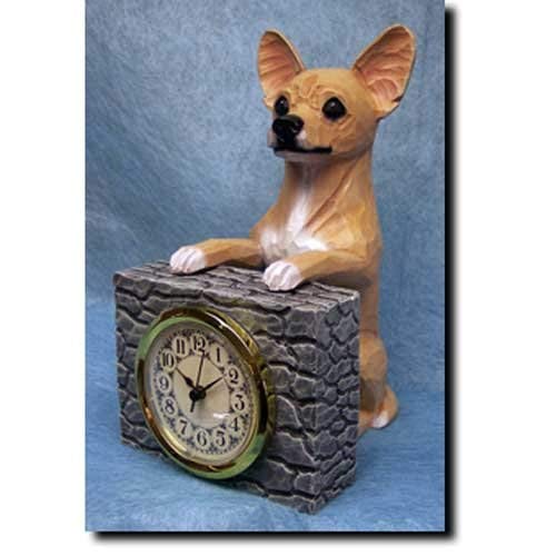 Michael Park FAWN and WHITE Chihuahua Mantle Clock