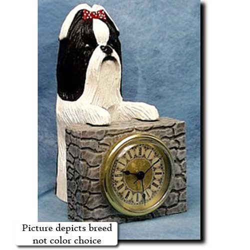 Michael Park BROWN and WHITE Shih Tzu Mantle Clock