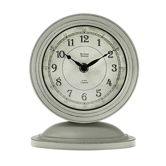 HAOFAY Retro Mantel/European Wrought Iron Metal Industrial Retro Quartz Clock Desk & Shelf Clock (Color : Brown)