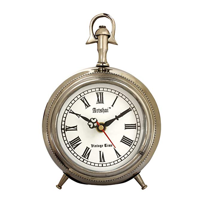 Artshai Antique Style 4 inch Metallic Look Table Clock