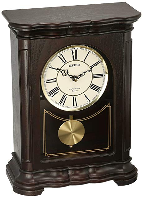 Seiko 'Mantel-Musical' Wood Shelf Clock, Color:Dark Brown (Model: QXW242BLH)