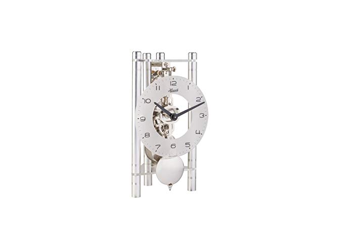 Hermle 23025X40721 Lakin Triangular Table Clock - Silver with an Arabic Glass Dial & Silver Pendulum