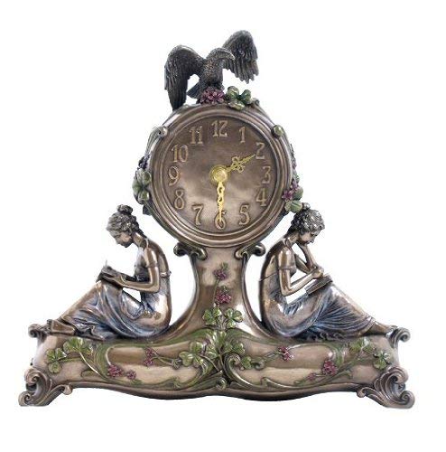 Unicorn Studios AN10483A4 Clover Mantel Clock with Two Ladies