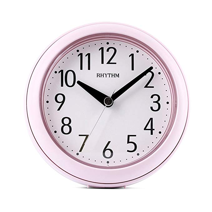 HAOFAY Desktop Clock, Non-Ticking, European Style Living Room Vintage Desktop Clock, Bedroom Bedside Battery Powered Quartz Clock (Color : Pink)
