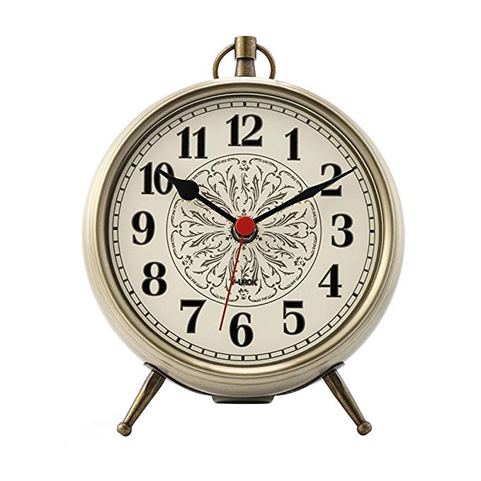 HAOFAY Vintage Retro Mantelpiece/European Quiet Quartz Clock Desk Clock and Shelf Clock Decoration