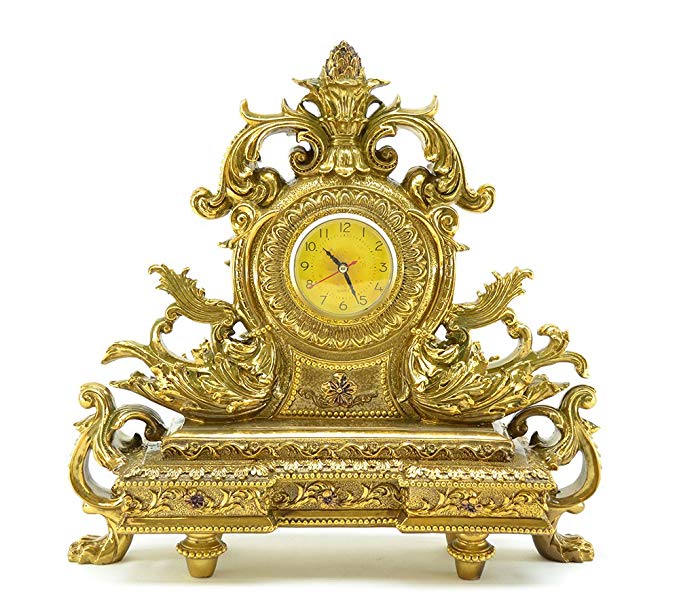 IMPORTED GIFT DEPOT Freeform Ottoman Vintage Inspired Yellow Gold Clock