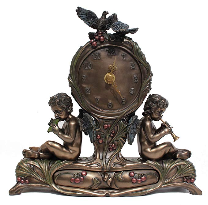 Unicorn Studios AN10361A4 Angel and Bird Mantel Clock