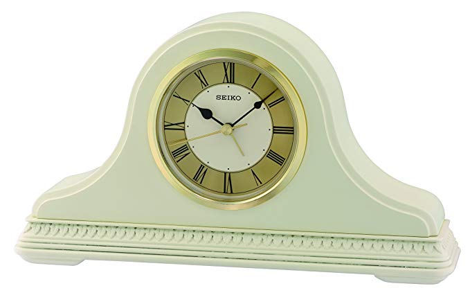 Seiko QXE017C Roman Numeral Dial with Napoleon Case Wooden Mantel Clock - Cream
