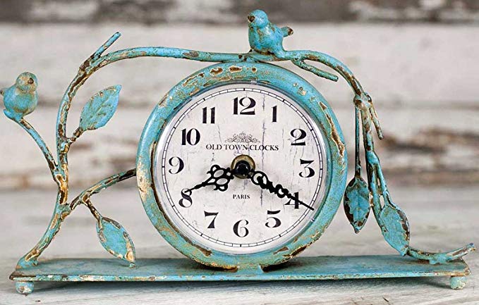 Excellent Weathered Songbird Mantel Clock