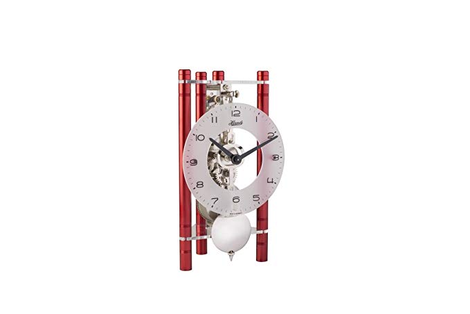 Hermle 23025360721 Lakin Triangular Table Clock - Red with Arabic Glass Dial & silver Pendulum
