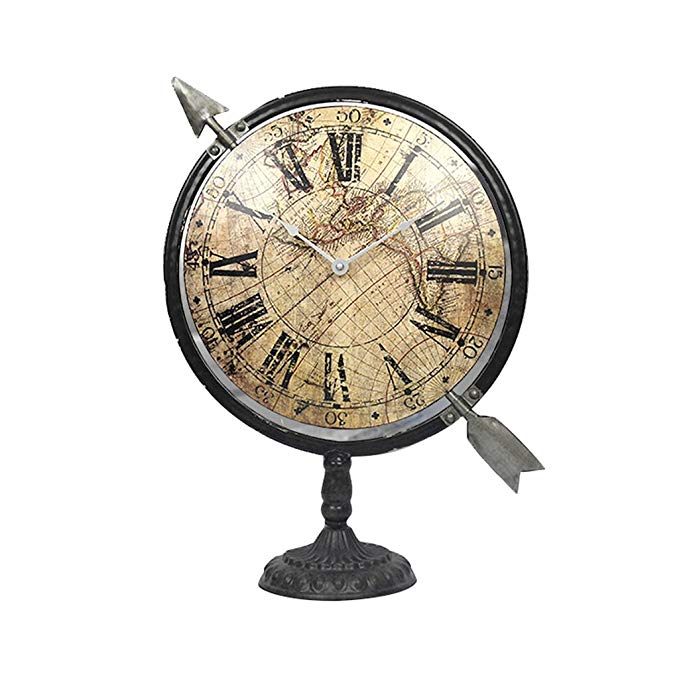HAOFAY Retro Mantel/Home Decoration European Antique Desktop Clock Living Room Cafe Desk Clock Shelf Clock