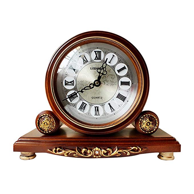 HAOFAY Vintage Retro Mantel/European Antique Quartz Clock Table Clock and Shelf Clock Decoration