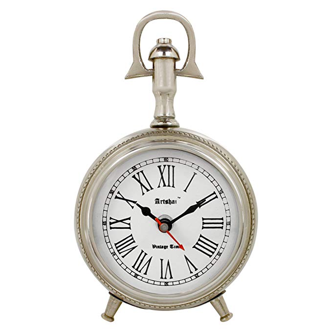 Artshai Antique Style 3 inch Metallic Look Table Clock