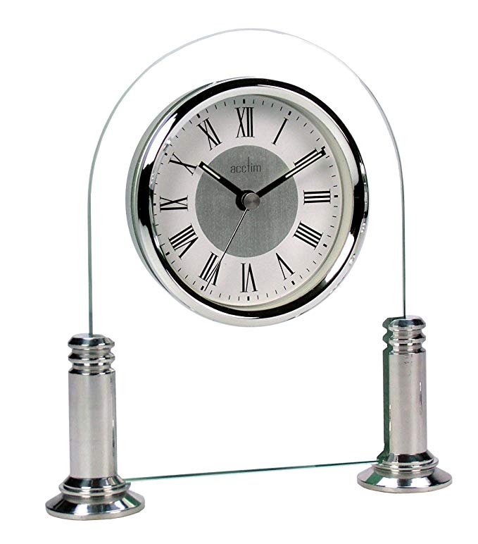 Acctim 36427 Bewdley Mantel Clock, Silver/ White